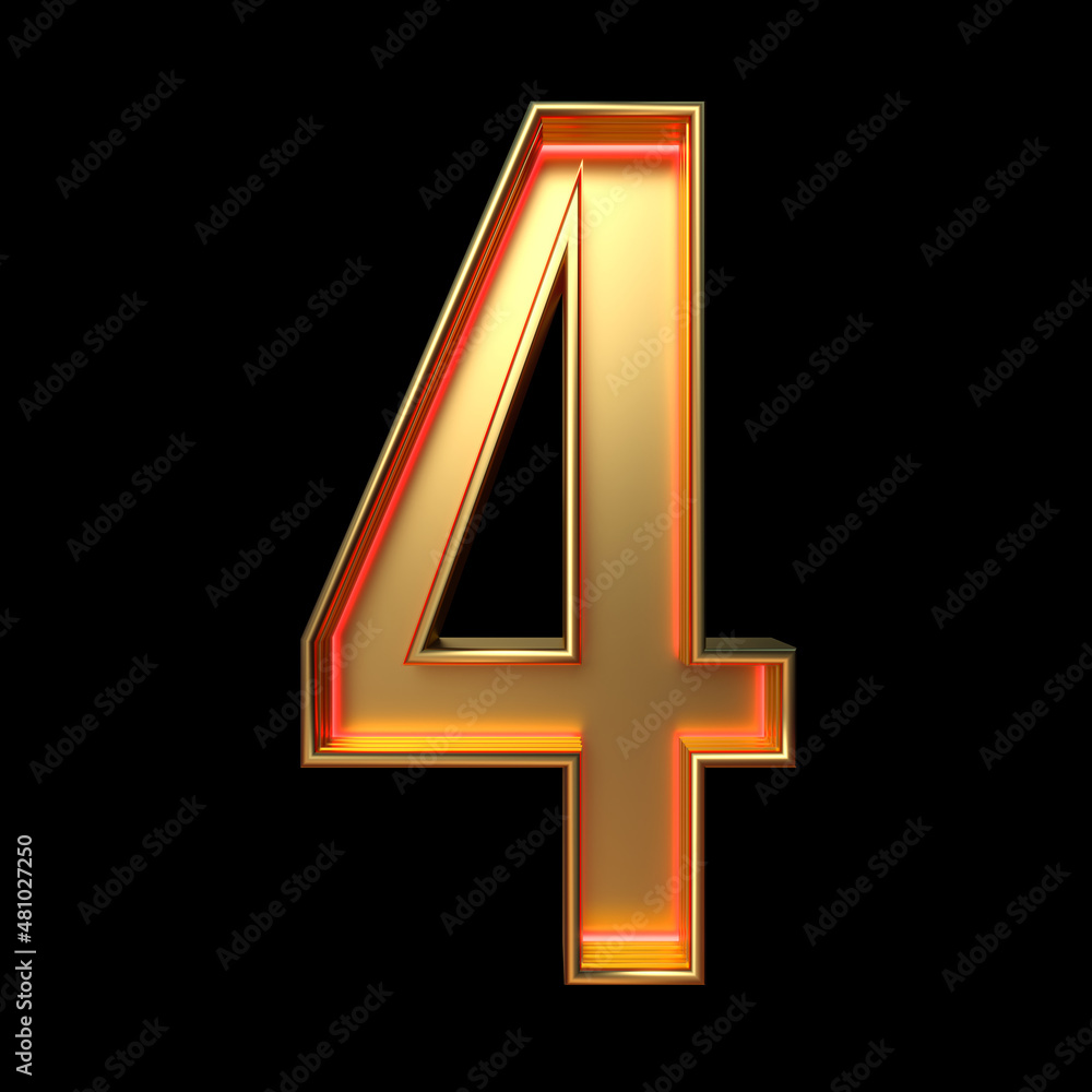 Number 4, Alphabet. Retro 3d number isolated on a black background with Clipping Path. 3d illustration. Number 4, Alphabet. Retro 3d number isolated on a black background with Clipping Path. 3d illustration.