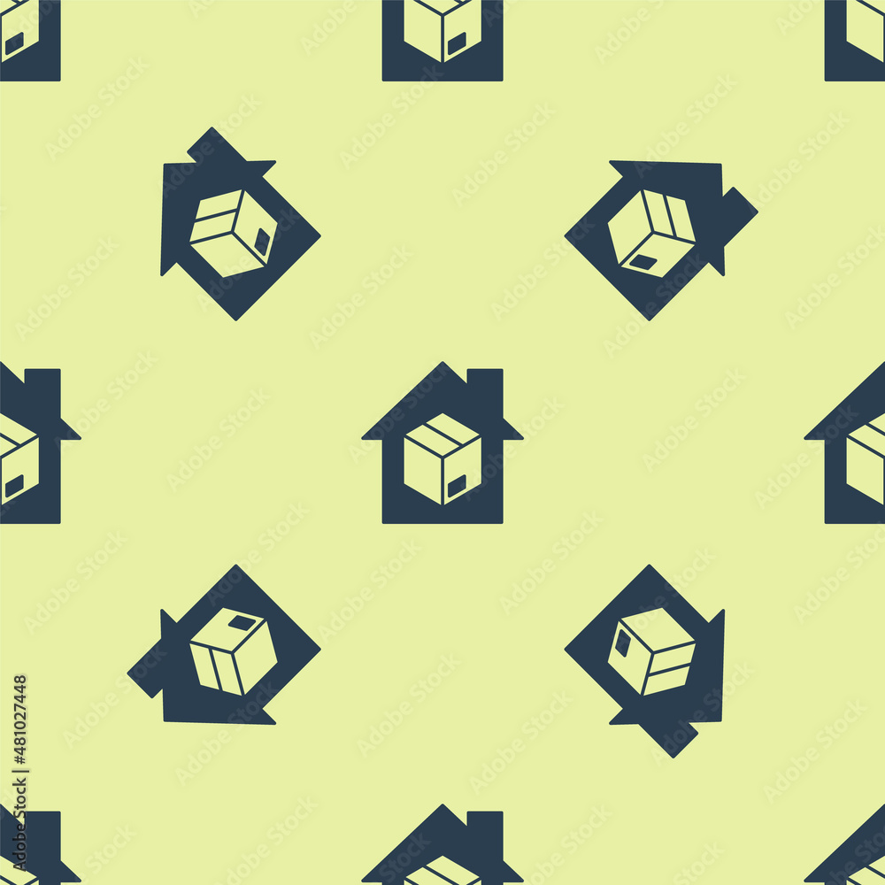 Blue Home delivery services icon isolated seamless pattern on yellow background. Vector Blue Home delivery services icon isolated seamless pattern on yellow background. Vector