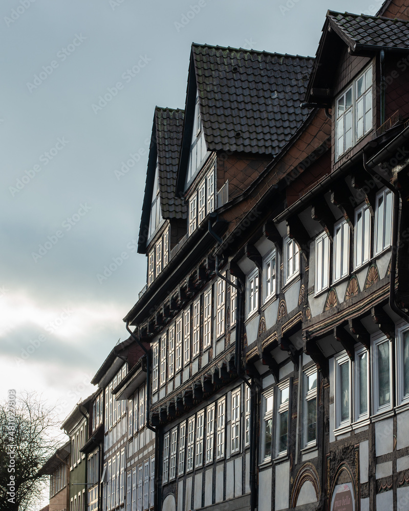 Obraz premium Facades of historic half-timbered houses, Einbeck, Lower Saxony, Germany