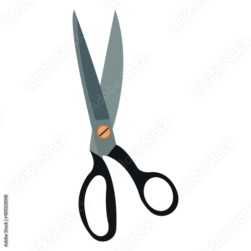 An illustration of sewing scissors. Cartoon style tailoring tool. Single element. Isolated on white.