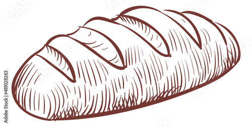 White bread sketch. Wheat pastry menu engraving