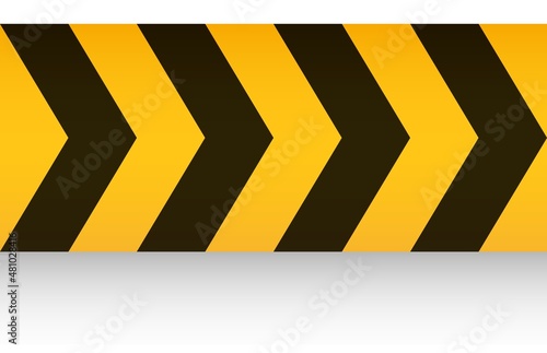 Yellow ribbon with black arrows. Danger warning tape