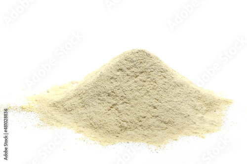 Ashwagandha powder pile (Withania somnifera) isolated on white