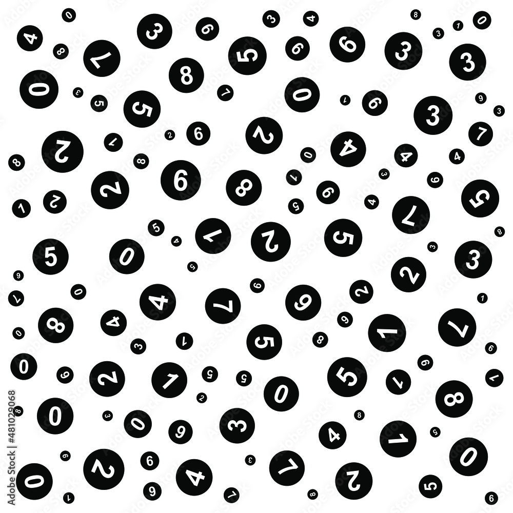 Black number ball polka dots random pattern background. Vector illustration. Black number ball polka dots random pattern background. Vector illustration.