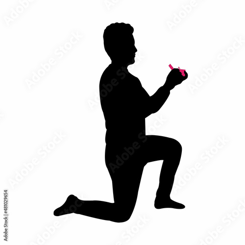 aa man , marriage proposal, silhouette vector