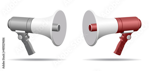 Loud speaker. Isolated megaphone, alert noise horn. Alarm speakerphone sign, public speech message, urgent broadcast communication, voice promotion announce illustration