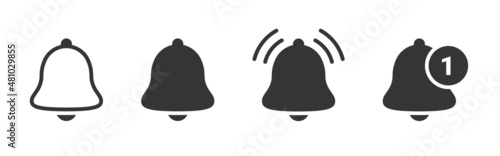Notification bell icon set. Incoming inbox message icons. Social media reminder icons. Vector icons photo