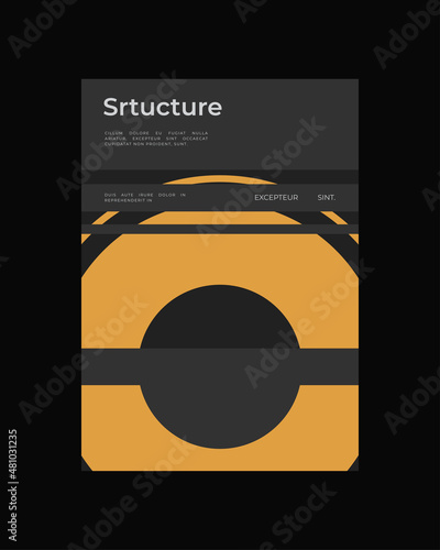 Abstract Poster Design. Vertical A4 format. Bauhaus brochure. Modernism aesthetics. Minimal illustration brutalism inspired.