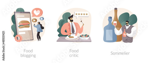 Food review abstract concept vector illustrations.