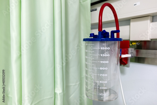 medical concept: oxygen bottle in the intensive care unit of a hospital photo