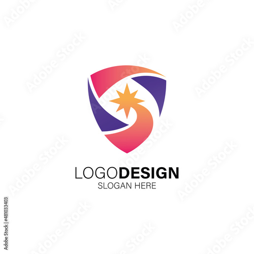 Free Download Colorful shield for secure and business logo design - GFXLoad