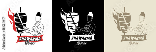 Shawarma logo for restaurants and markets. Doner kebab logo template. EPS10 vector illustration.