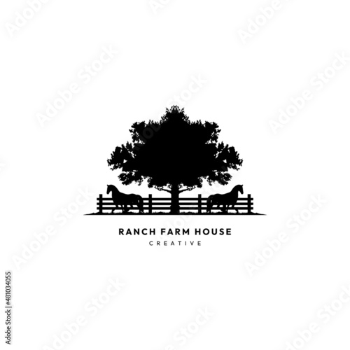 Ranch farm horse logo design vector icon symbol or sign