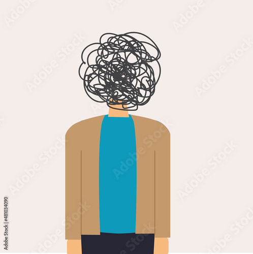 Professional, emotional or job burnout. Mental health issues or panic attack concept