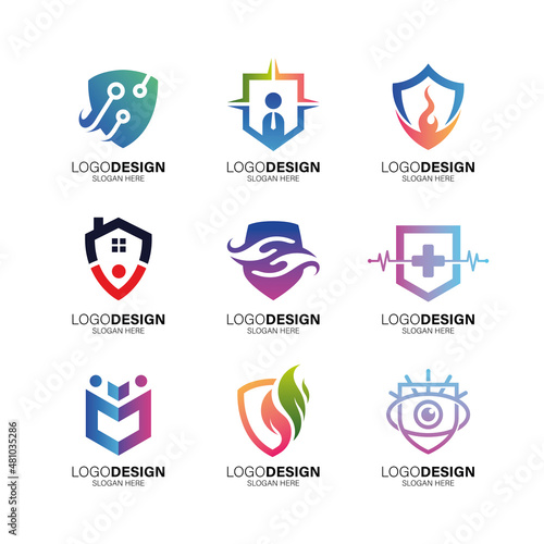 set shield for business logo design