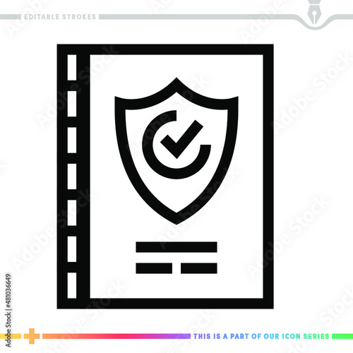 Line icon for security clearance illustrations with editable strokes. This vector graphic has customizable stroke width.