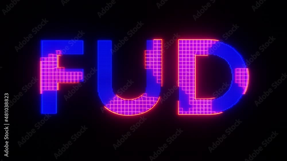3D Animation of Holographic style Neon Head Up Display (HUD) of Fear Uncertainty and Doubt (FUD) 3D Animation of Holographic style Neon Head Up Display (HUD) of Fear Uncertainty and Doubt (FUD)