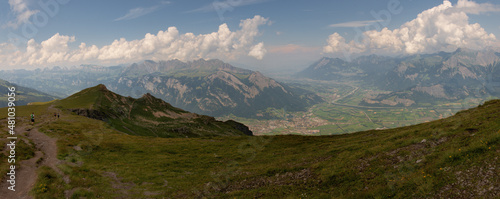 View of the Swiss Rhine Valley from the Pizol, European Alps