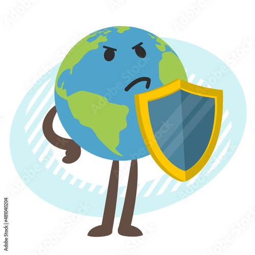 Planet Earth character with the shield