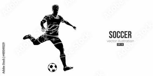 football soccer player man in action isolated white background. Vector illustration photo