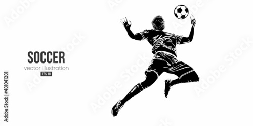 Leinwand Poster football soccer player man in action isolated white background
