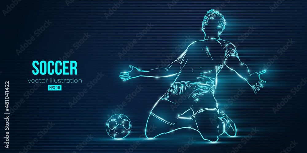 football soccer player man in action isolated blue background. Vector illustration football soccer player man in action isolated blue background. Vector illustration