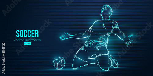 football soccer player man in action isolated blue background. Vector illustration © Yevheniia