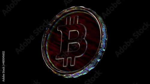 Wallpaper Mural glass coin bitcoin glitch 3d render Torontodigital.ca