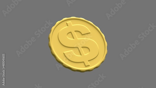 Wallpaper Mural cartoon coin dollar gold 3d render Torontodigital.ca