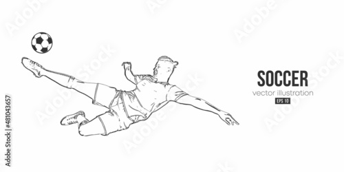 football soccer player man in action isolated white background. Vector illustration