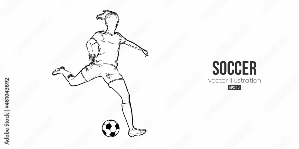 Fototapeta premium football soccer player woman in action isolated white background. Vector illustration