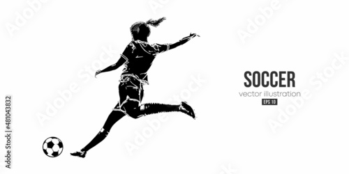 football soccer player woman in action isolated white background. Vector illustration