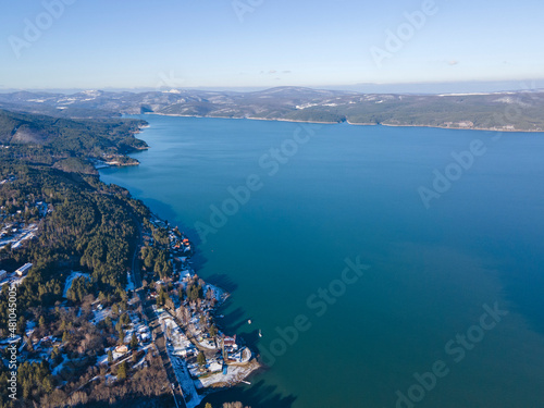 Fototapeta Naklejka Na Ścianę i Meble -  Aerial view of Iskar Reservoir, Bulgaria