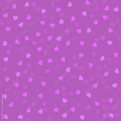 Pink lilac violet background with hearts. Space for graphic design, creative ideas and text. Festive background with a pattern of hearts.
