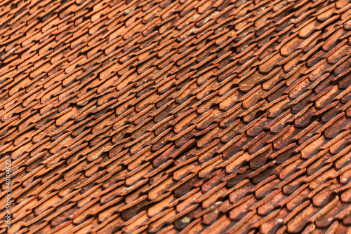 Old, historical red tiled roof, Kuldiga, Latvia