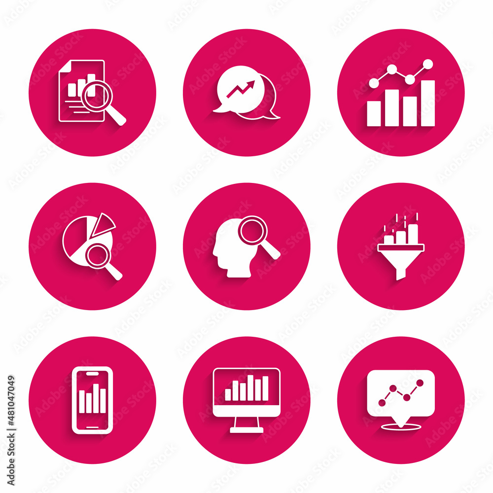 Set Search people, Monitor with graph chart, Graph infographic, Sales funnel, Mobile, data analysis, Financial growth and Document icon. Vector Set Search people, Monitor with graph chart, Graph infographic, Sales funnel, Mobile, data analysis, Financial growth and Document icon. Vector