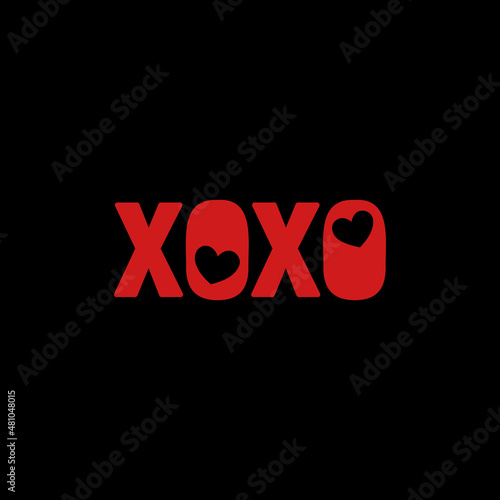 Quote - xo xo xo. Valentine lettering love collection. Hand drawn lettering with beautiful text about love. Perfect for valentine day, wedding and birthday card, stamp	
