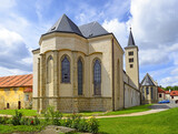 Historic romanic church of Assumption of the Virgin Mary monastery in Milevsko, Czech Republic