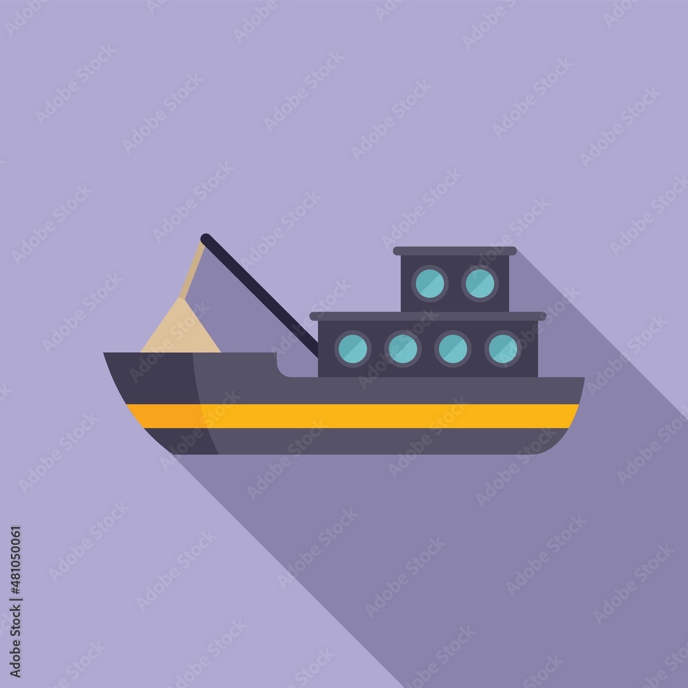 Coast fish boat icon flat vector. Sea vessel