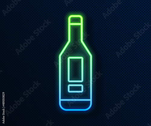 Glowing neon line Medical digital thermometer for medical examination icon isolated on blue background. Vector