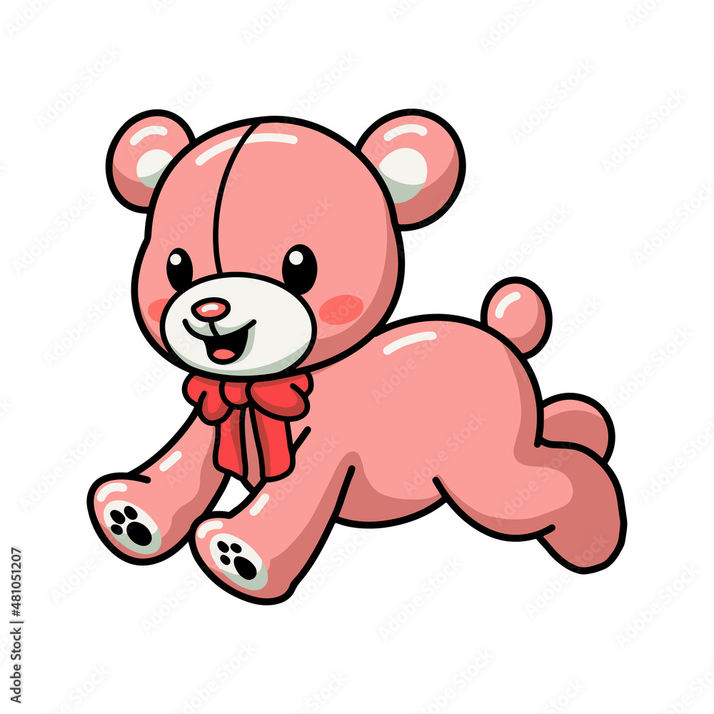 Fototapeta premium Cute teddy bear cartoon walking