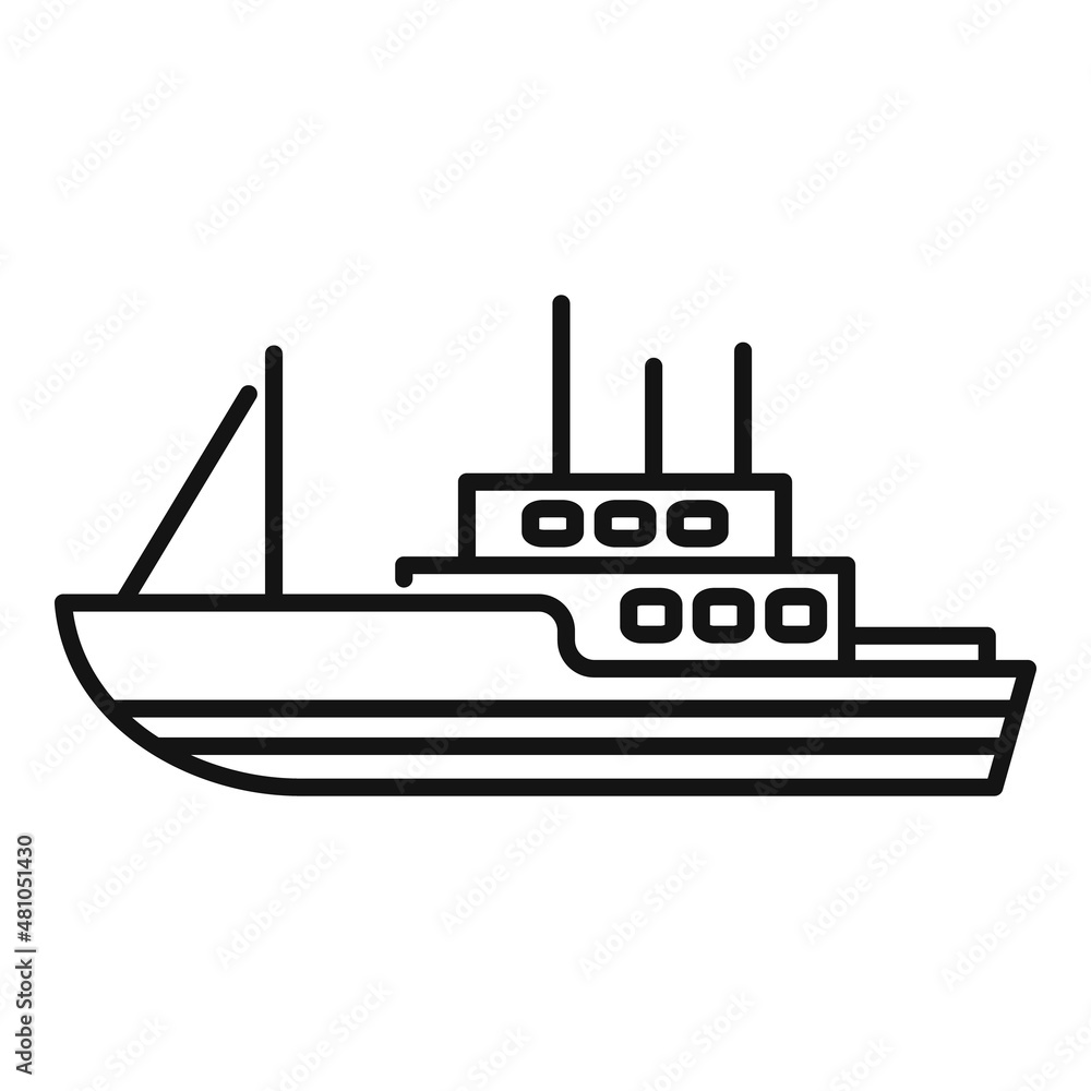 Obraz premium Fish boat icon outline vector. Sea vessel