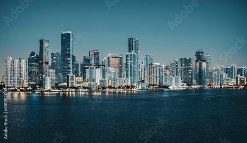 skyline Miami Florida panorama color blue photo