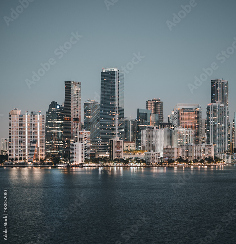 Miami Florida city skyline Brickell color blue photo