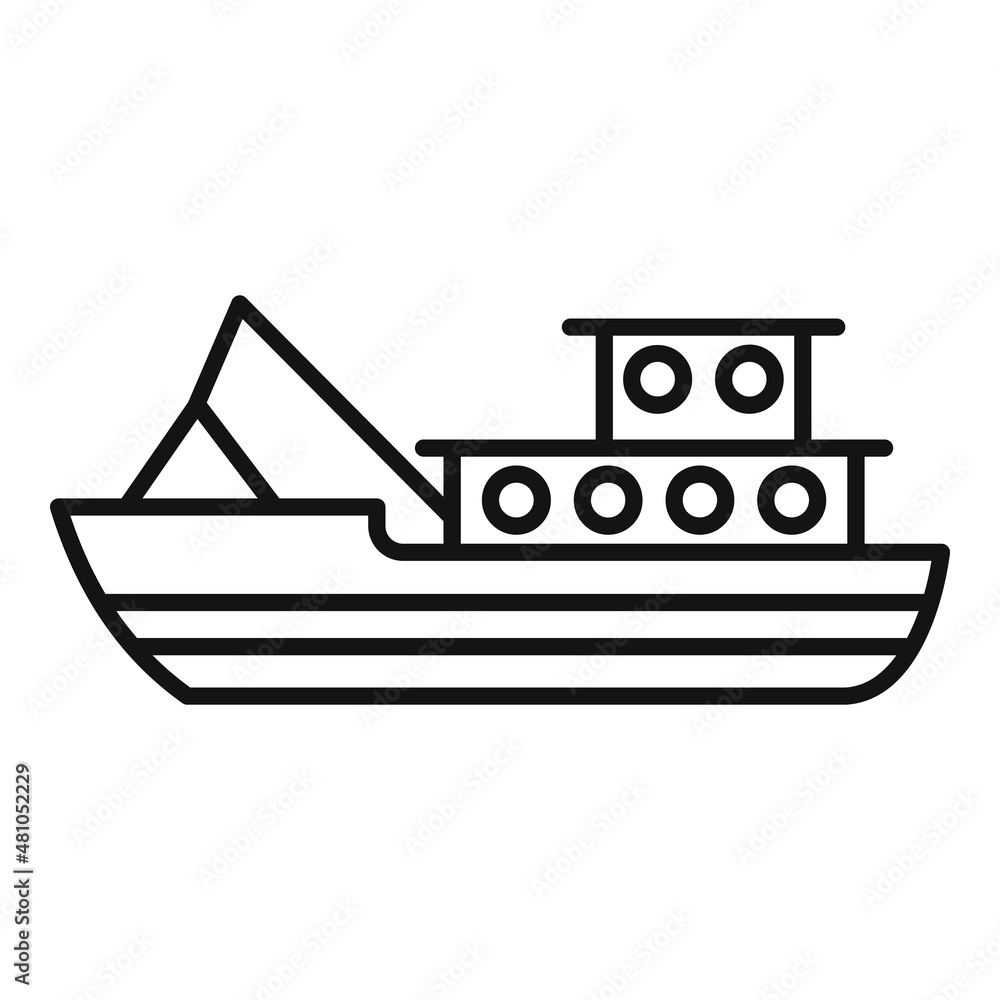 Coast fish boat icon outline vector. Sea vessel Coast fish boat icon outline vector. Sea vessel