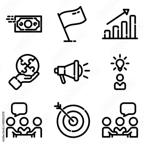 Business Flat Icon Set Isolated On White Background