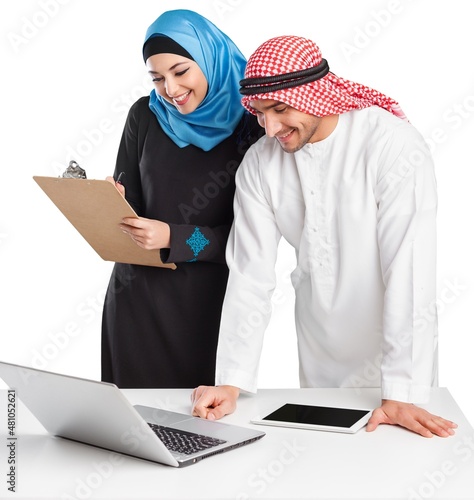 Successful happy arabic business people photo