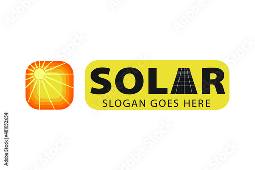 Sun solar energy logo design template vector. solar tech logo designs with panel and sun shapes. company business brand