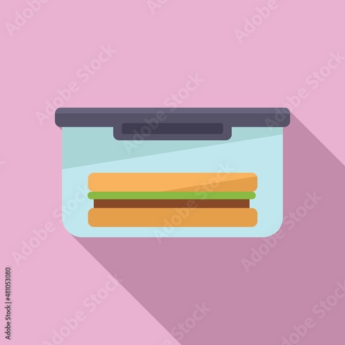 Sandwich lunch box icon flat vector. Dinner food