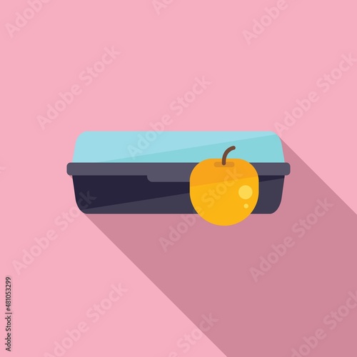 Healthy lunchbox icon flat vector. Food box